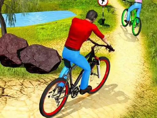 Game: Ciclista de bicicleta todoterreno en subida