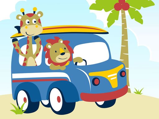 Play: Cute Animals With Cars Difference Img